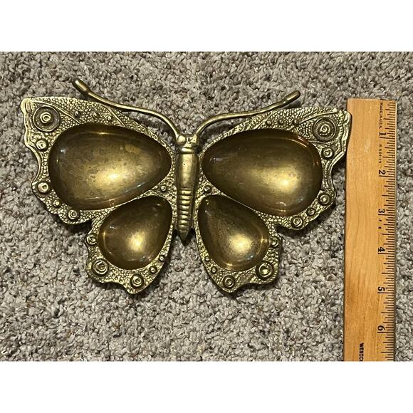 Brass Butterfly Trinket Dish PENCO Vtg Original Lamker Label Rare HTF - Picture 5 of 8